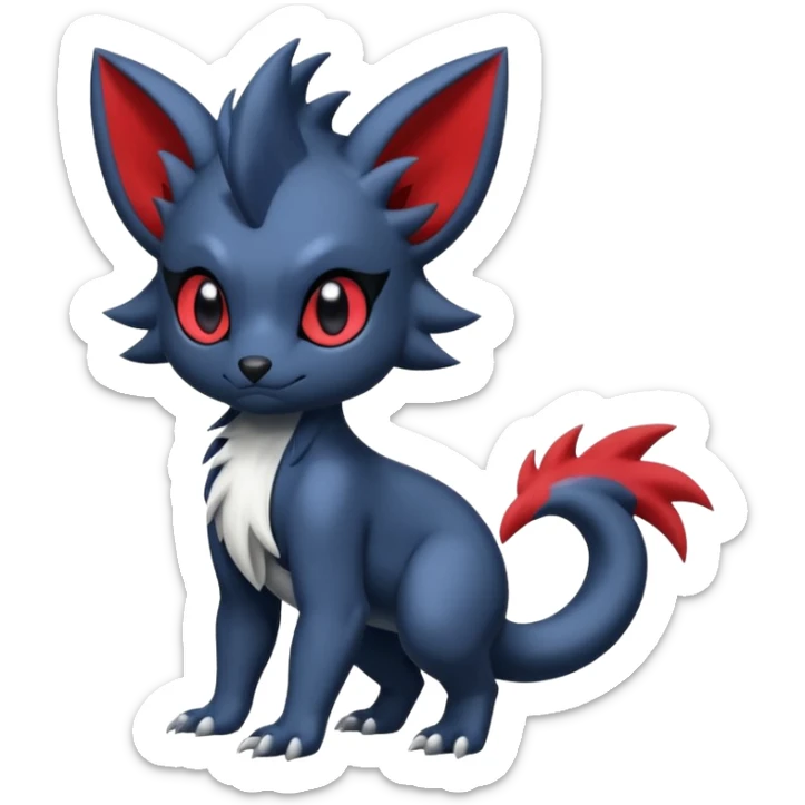 Cute cool handsome baby Zorua-Absol-Salandit-fusion (full body) sticker