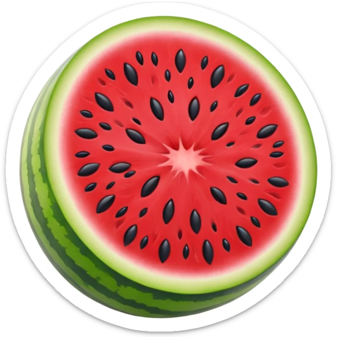 an emoji of an open watermelon but with purple rind instead of green rind sticker