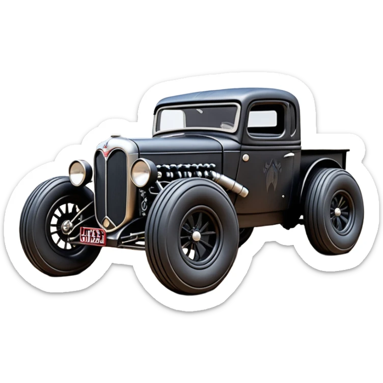 1:10 off-road lcg short wheelbase jumping Basher CatWoman’s 1934 blackened tarnished Darth Vader hotrod ford jaguar rc pickup (extra wide low profile rock climbing tires without fenders) sticker