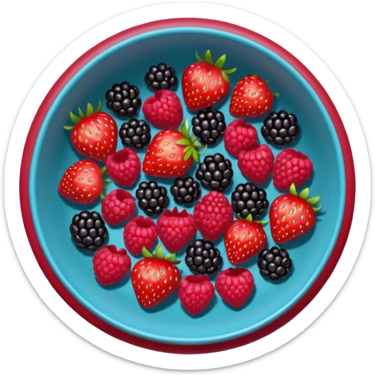 bowl solo de frutos rojos: fresas, moras, frambuesas. con vista desde arriba sticker