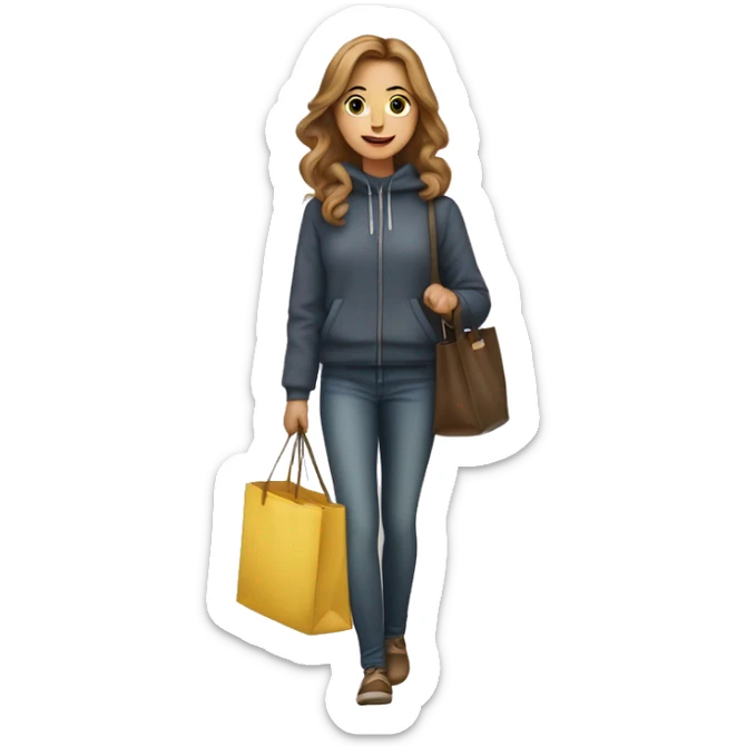 One light brown hair girl with a lot bag of shopping sticker