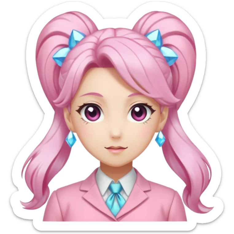 Anime-styled kawaii blushing mature lady-like formal modern Shiny pastel Ponytail-Diancie-Palkia-Amaura-Aurorus-aesthetic-fusion sticker