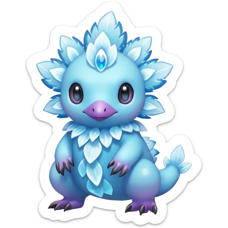elemental icy floral ethereal glacial Axew-Rufflet-Brionne-Pokémon-Fakémon-hybrid-creature sticker