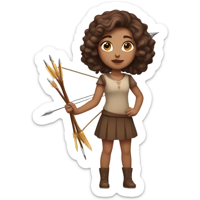 girl with brown wavy hair, brown eyes, arrows and plump lips sticker
