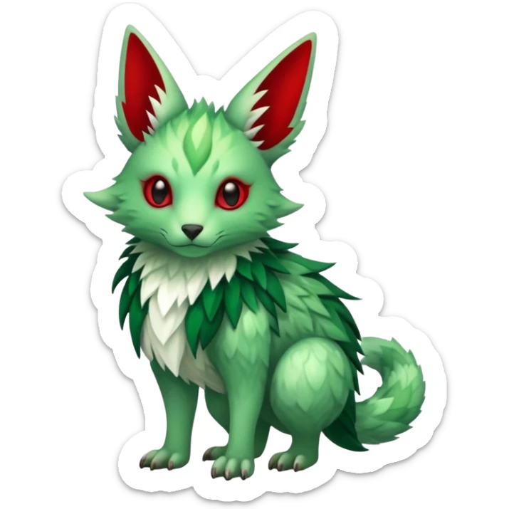 Cute Cool Edgy Green Red ethereal Fionbri-Vernid-Trico-animal-creature full body sticker