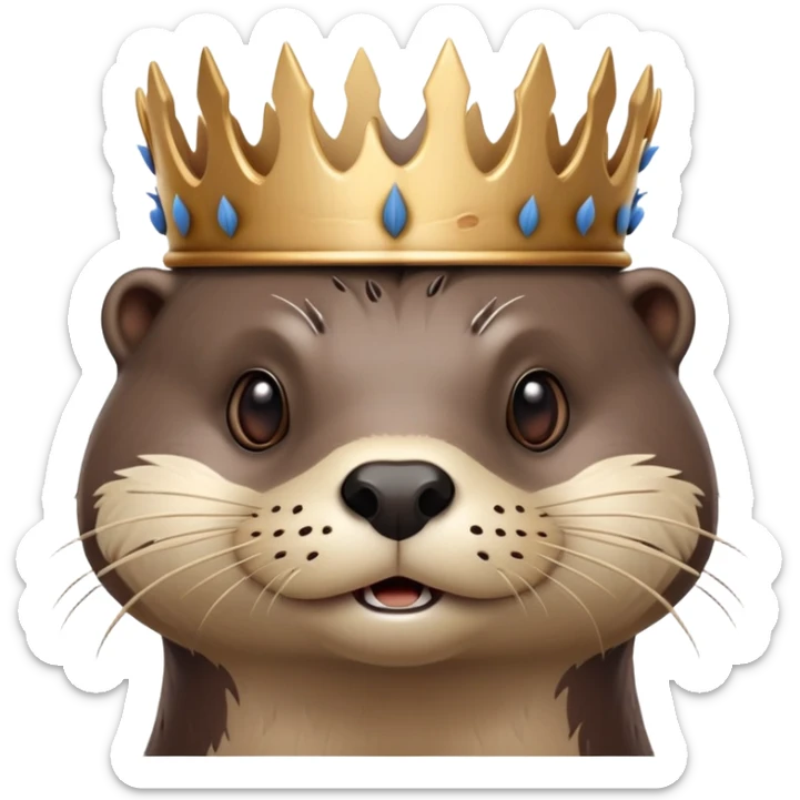 portrait of confused otter face with simple wooden thorny bramble crown, no leaves, no metal, just thorns sticker