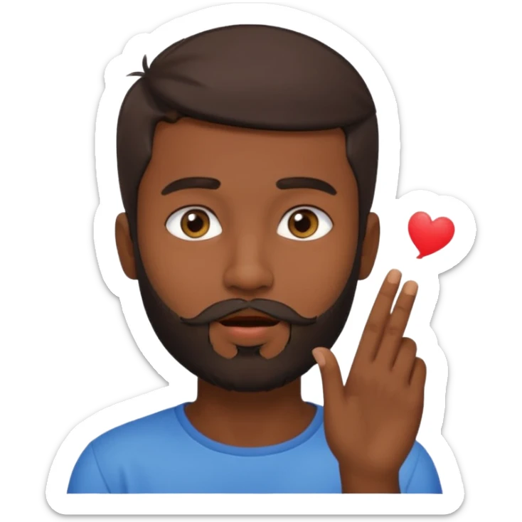Dark skin Indian 22 year old with beard short hair handsome model blowing a kiss light brown eyes  sticker