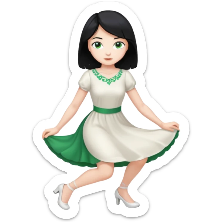 King, black Hair, blue eyes, whole body, Woman, bending knees, blonde, green eyes, White Dress, sticker