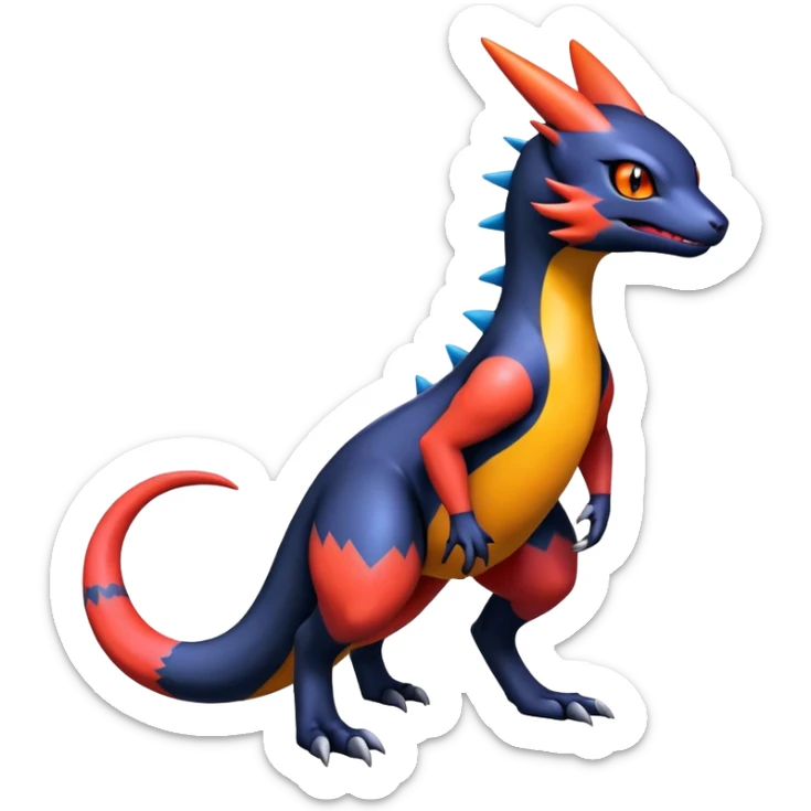 Cute Shiny Guilmon-Noibat-Quilava-Salandit-Umbreon-Fakémon-hybrid-creature (full body)  sticker