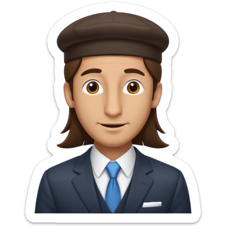 Man with a long nose wearing a suit and kippah, he has long brown hair sticker
