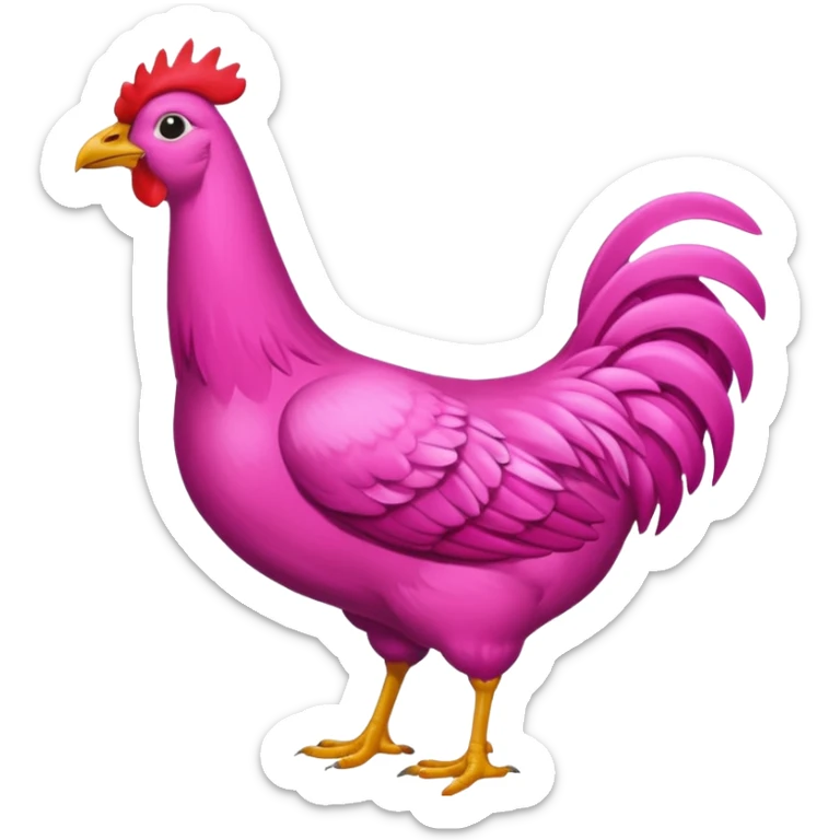 Gallina de pelaje rosa fuerte mezclada con una jirafa sin manchas sticker