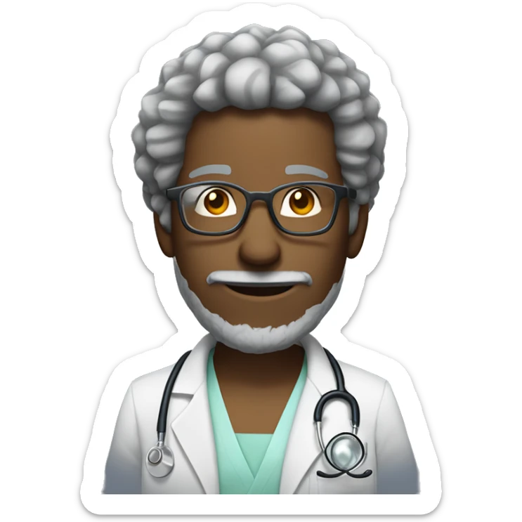 African-American man-doctor- short-gray-Afro-faded-haircut-glasses-five o’clock-shadow-short-gray-beard-smiling  sticker