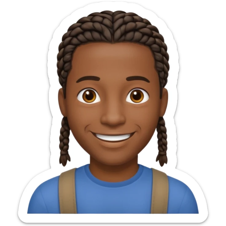 Hazme un emoji de un hombre negro con trenzas cortas sticker