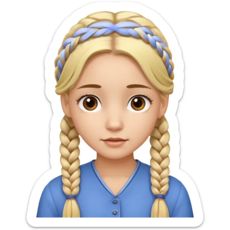 Girl with blonde hair and 2 braids. Brown eyes.  sticker