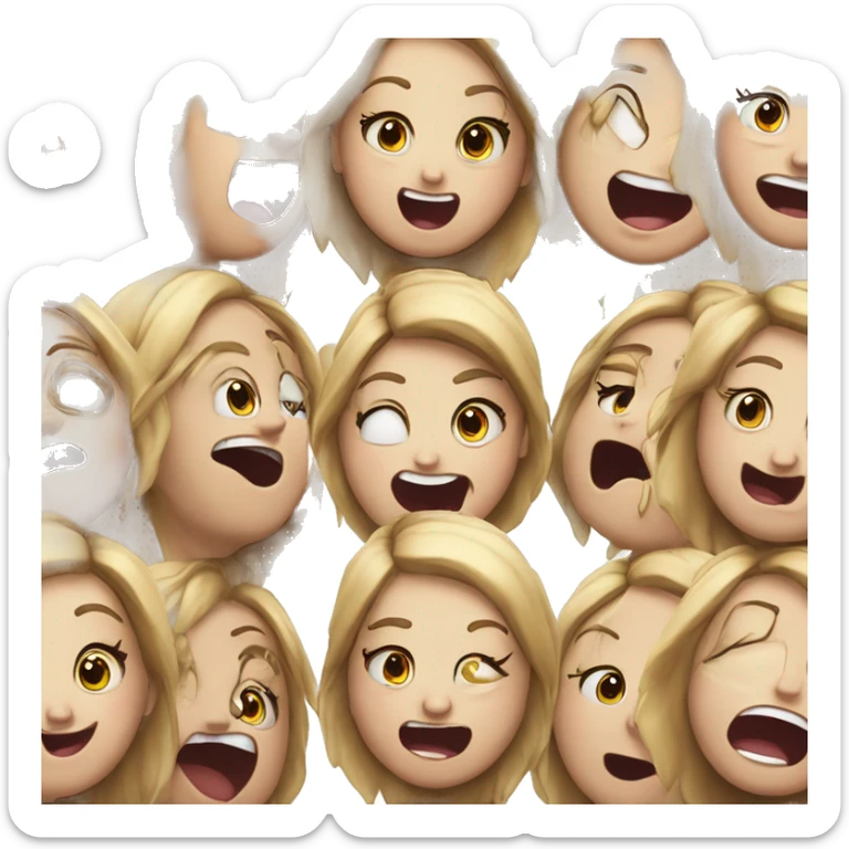 Hysteria laughter of a funny girl with tears  sticker