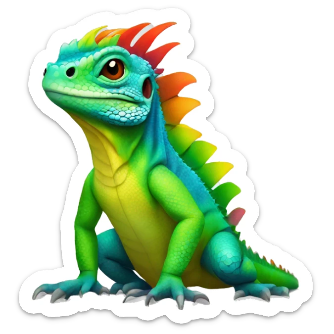 Rainbow iguana sticker