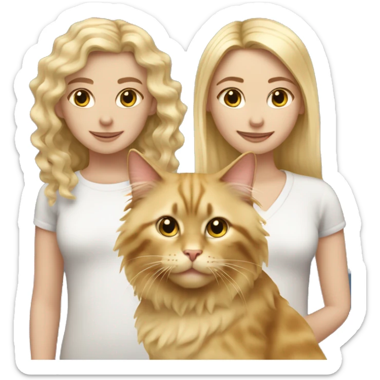 A girl with a ragdoll cat and the girl has blonde wavy hair  sticker