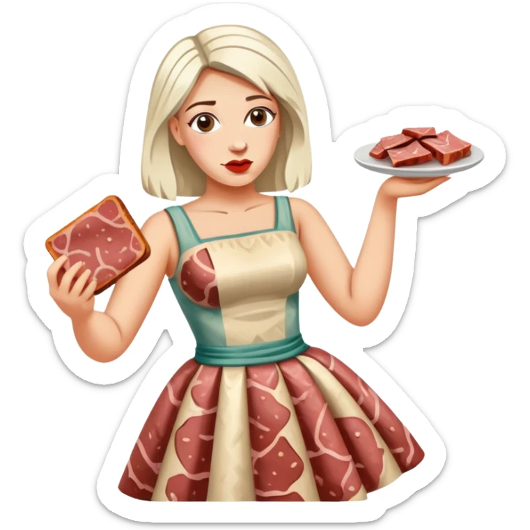 picasso art woman with SPAM MEAT dress eating spam sticker