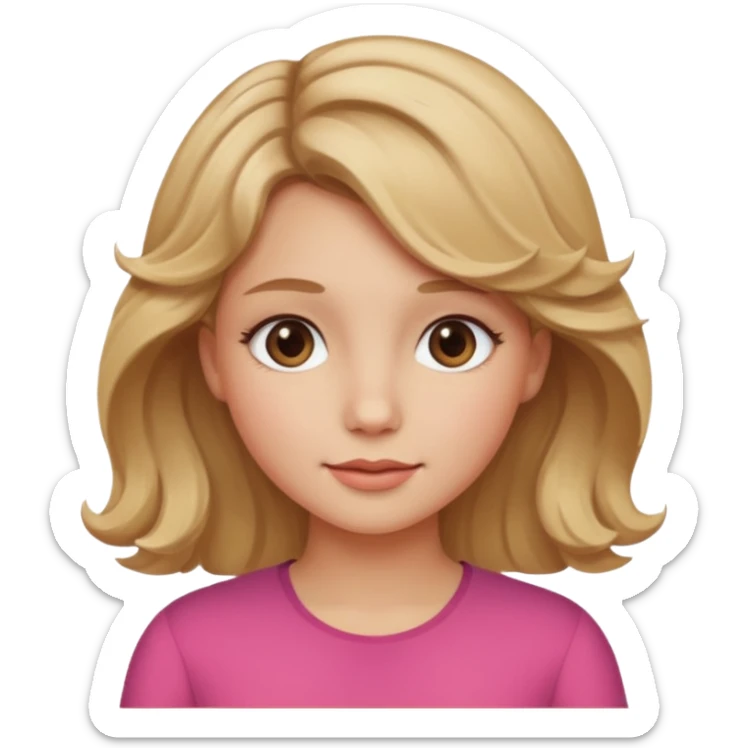 Can you make her more browny blonde with a slight curl in her hair with rosy cheeks sticker