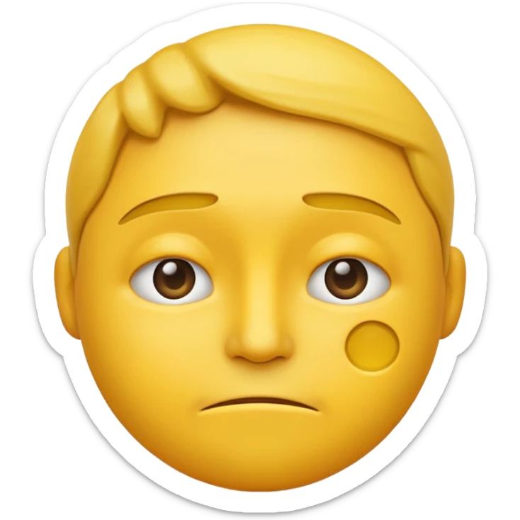 A straight face emoji with a slight look of disgust, a horizontal hand where the neck would be. All yellow. It should be a normal emoji with no body parts except the floating hand sticker