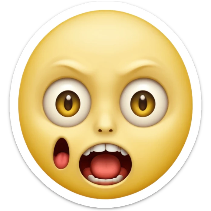 horror emoji face, wide eyes, mouth open in fear, pale yellow face sticker