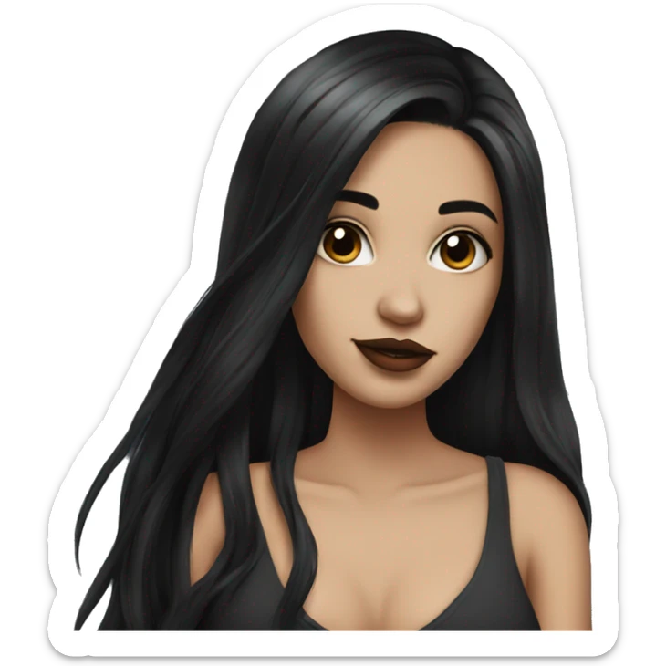 Beautiful girl with white skin, long black hair and tattoos sticker