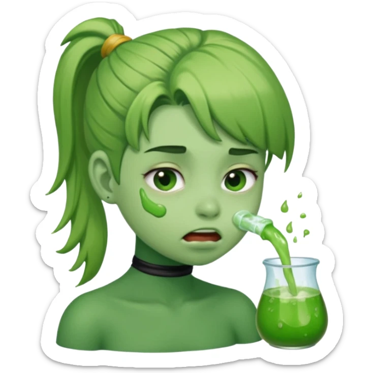 I want to have the puke emoji but with a pony tail, like Ariana Grande sticker