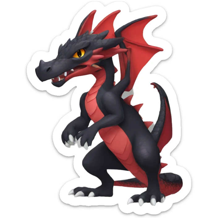 Anthro Cute cool black red nargacuga dragon animal hybrid Fakemon full body sticker