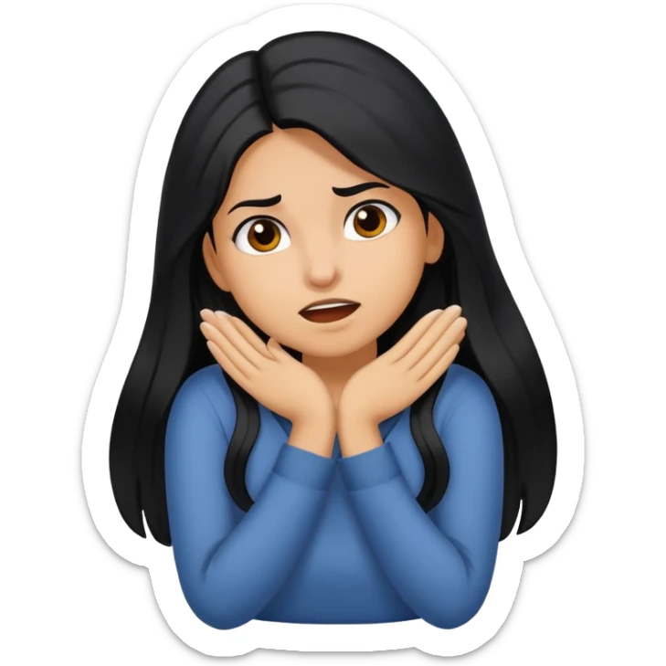  mad, young, Hispanic woman with long black hair, putting her hands around someone's neck  sticker