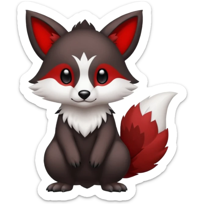 Cute cool white red dark-brown black animal hybrid Fakemon full body sticker