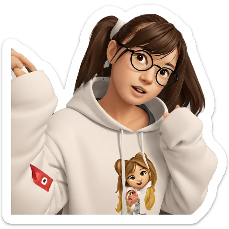 girl in white hoodie indoors sticker