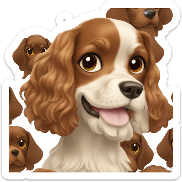 king charles dog with girl with brown hair and hazel eyes happy sticker