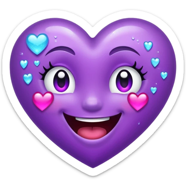 Glittery purple heart that's sideways laughing, tears of joy sticker