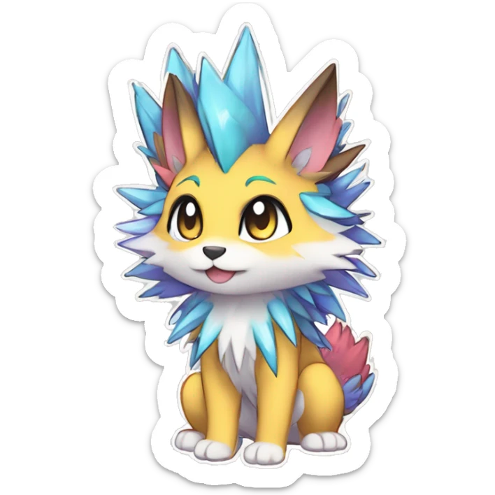 Anthro Scalie Spiky Cool Edgy Magical Shiny Colorful Pastel Sparkle Kemono-style Chibi Fantasy-Animal-Fakémon-Pokémon-Hybrid Fur Sona Aesthetic Full Body sticker