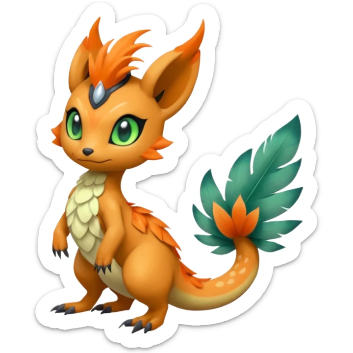 Cute Realistic Meloetta-Dewott-Salandit-Nargacuga-Pokémon-Fakémon-fusion-hybrid-creature sticker