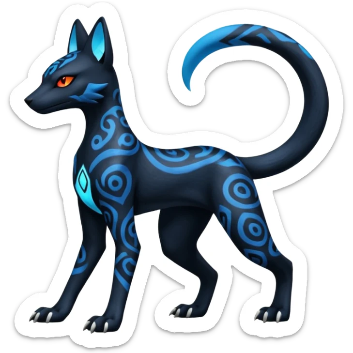 Salandit-Lucario-Bastet-Fakémon-hybrid-creature (full body)  sticker