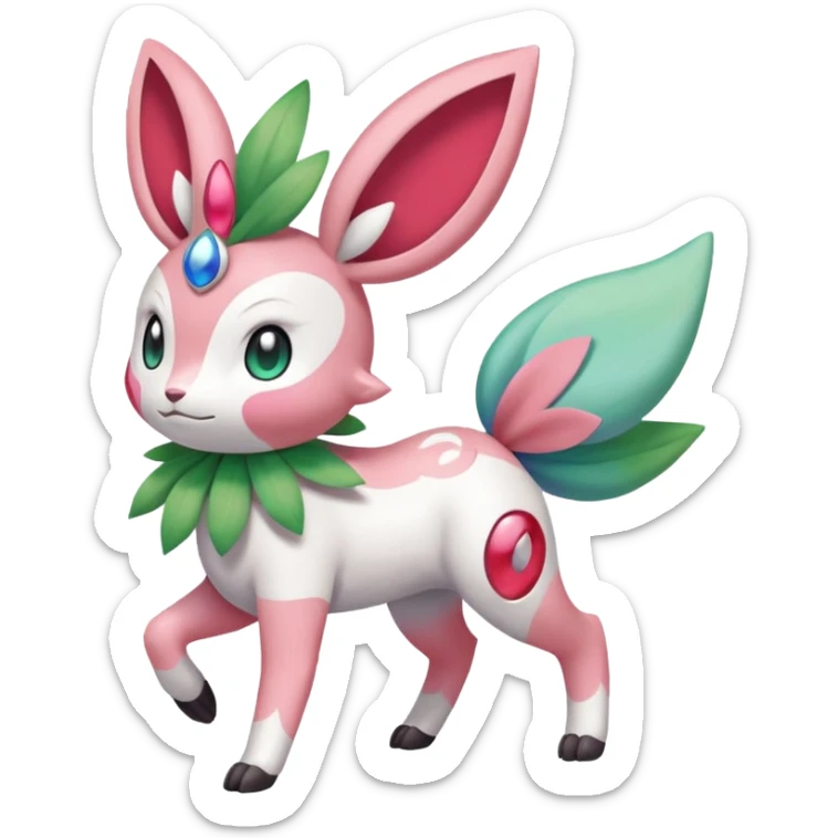 Meloetta-Shaymin-Sylveon-Pokémon-Fakémon-creature-fusion (full body) sticker