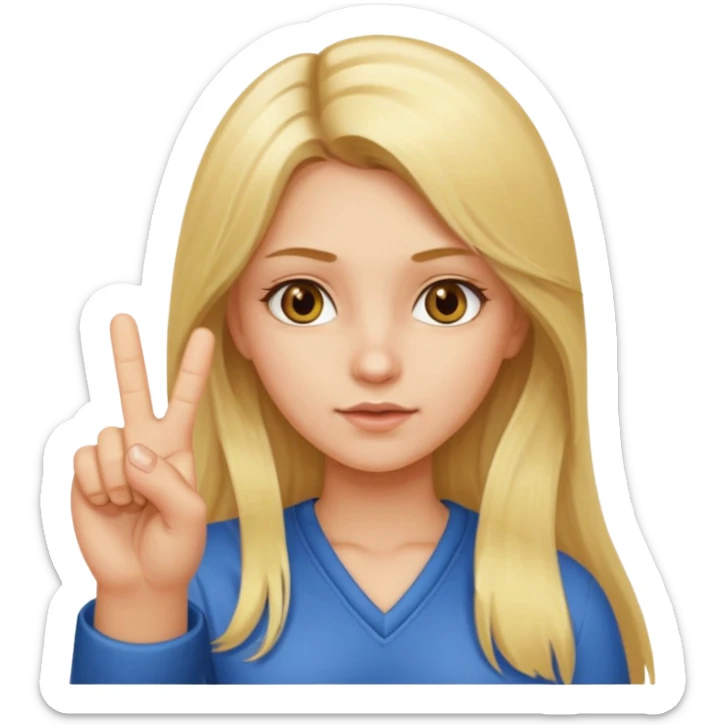 Girl with long blonde hair and hazel eyes giving you the one middle finger sticker