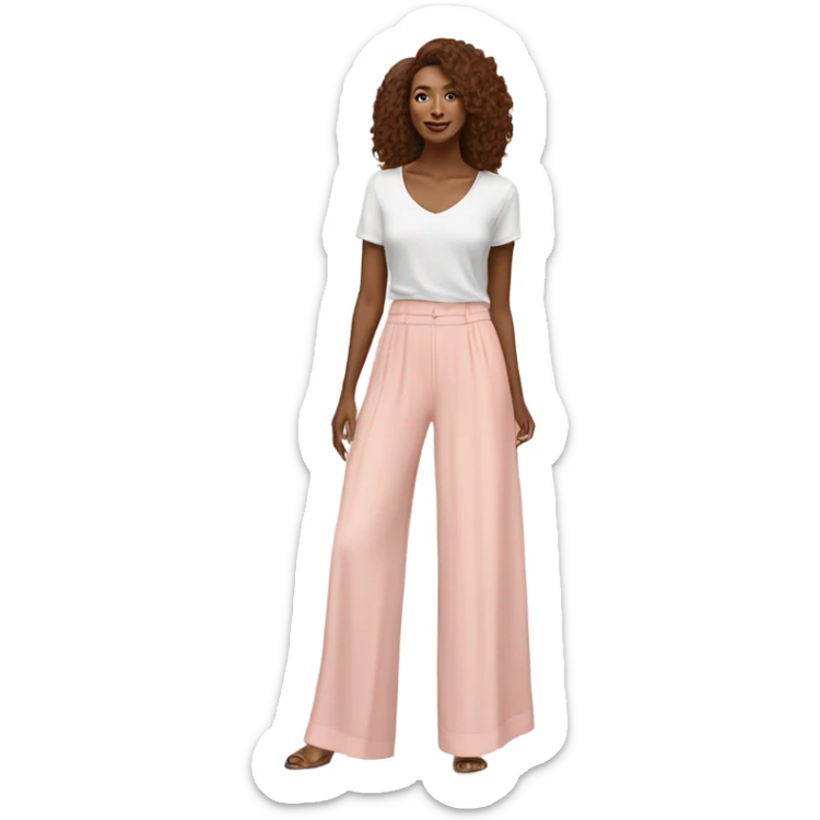 Realistic isolated pair of high waist long wide leg dressy casual pants in pink sticker
