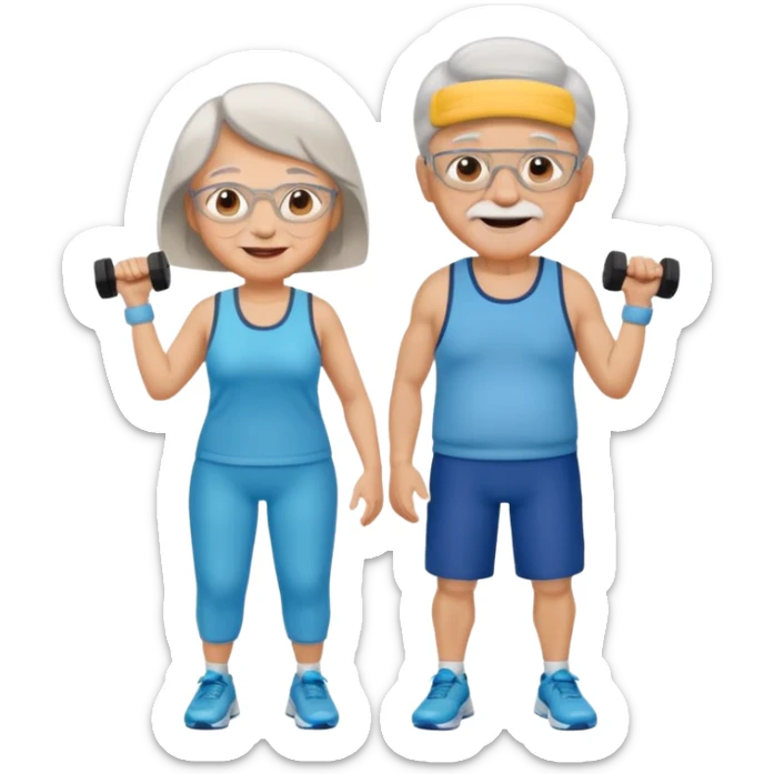 light skin grandma and grandpa work out and They have neutral colours of sport clothes sticker