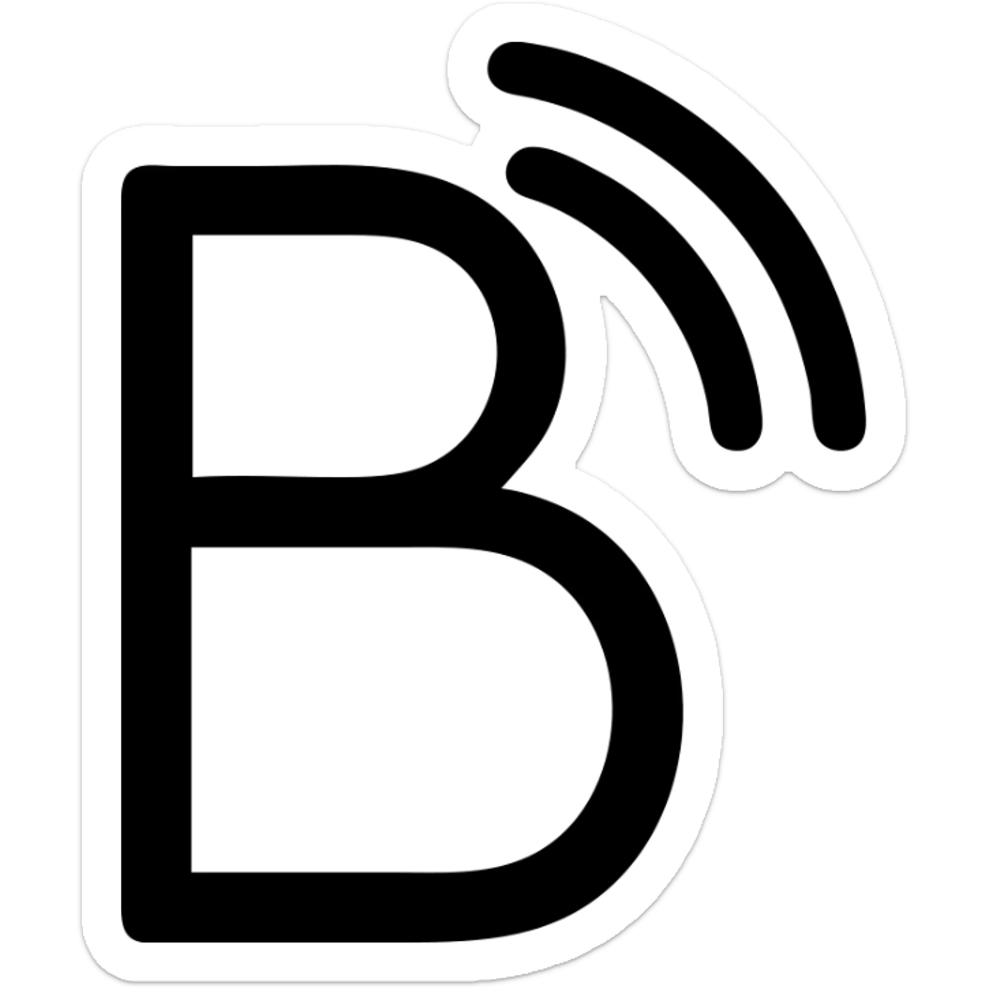 Monoline capital B whose upper loop breaks into three outward arcs sticker