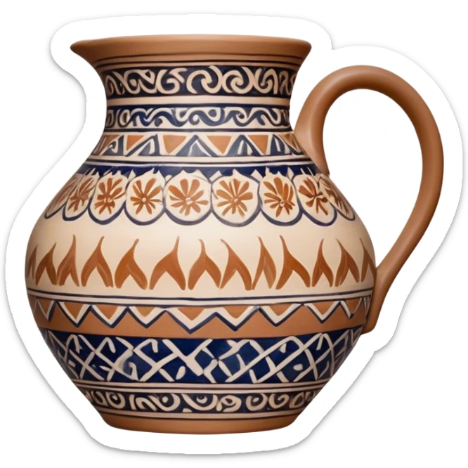 Cinematic Realistic image of a piece of Bolesławiec pottery, rendered with intricate, hand-painted designs and detailed textures, set against a softly illuminated backdrop that highlights its artisanal beauty sticker