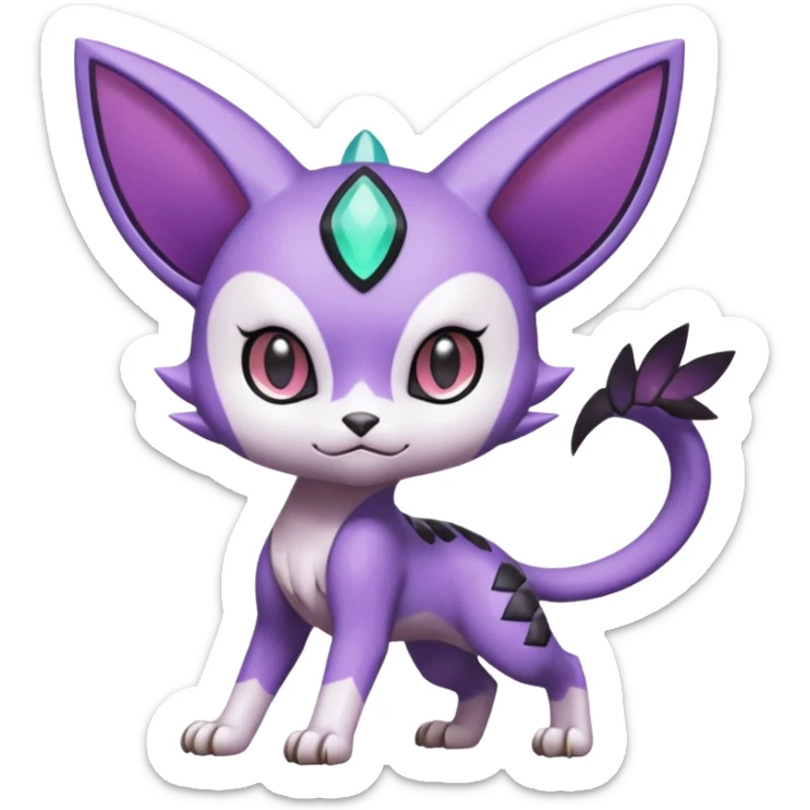 Meloetta-Purrloin-Noibat-Gatomon-Trico-Pokémon-Digimon-Fakémon-fusion-hybrid-creature sticker