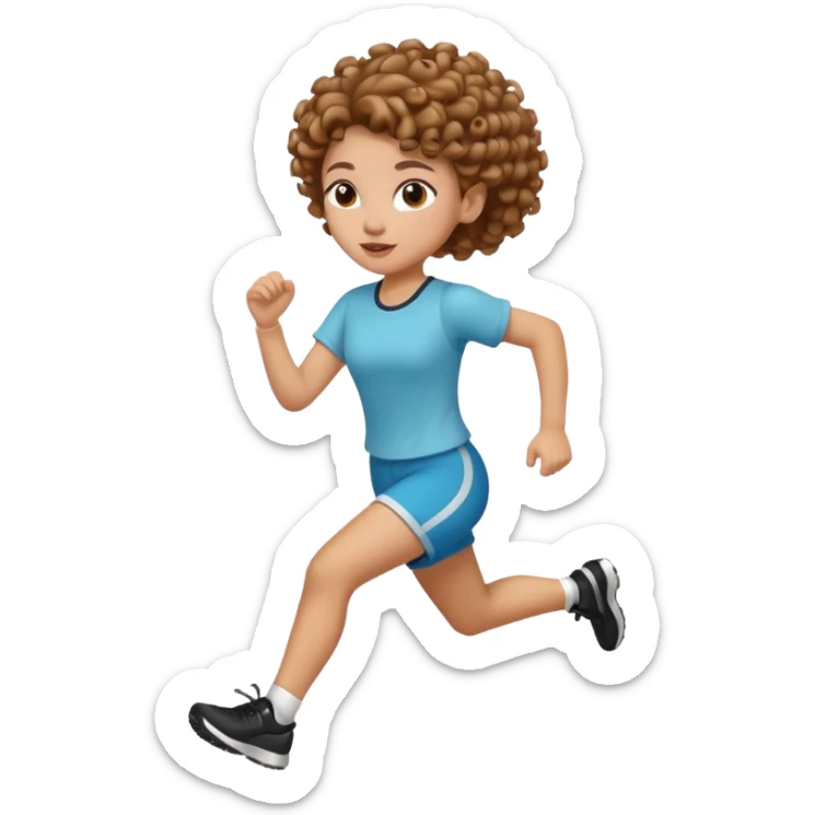  curly 
updo hair brown hair girl running sticker
