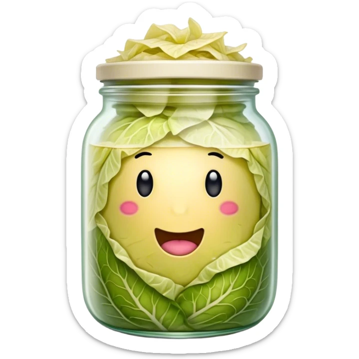 Sauerkraut Cinematic Realistic Sauerkraut Dish Emoji, depicted as tangy fermented cabbage neatly served in a traditional jar, rendered with vibrant textures and crisp, natural lighting. sticker