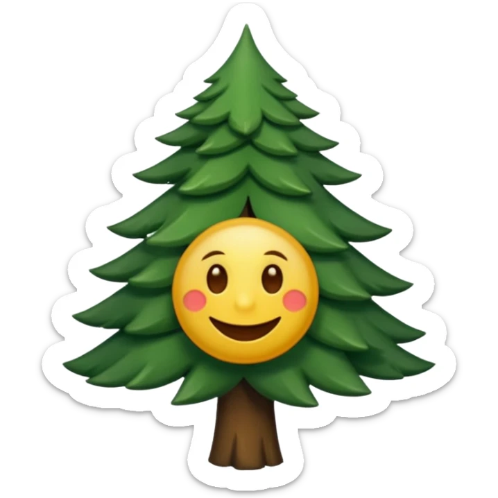 sapin avec des yeux noirs luisants, sourire en coin sticker
