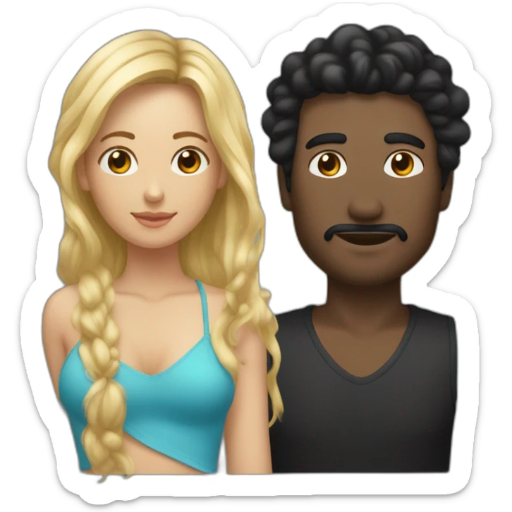 Un homme noir avec cheveux dégradée moyen dans une baignoire avec une femme noire au cheveux blond sticker