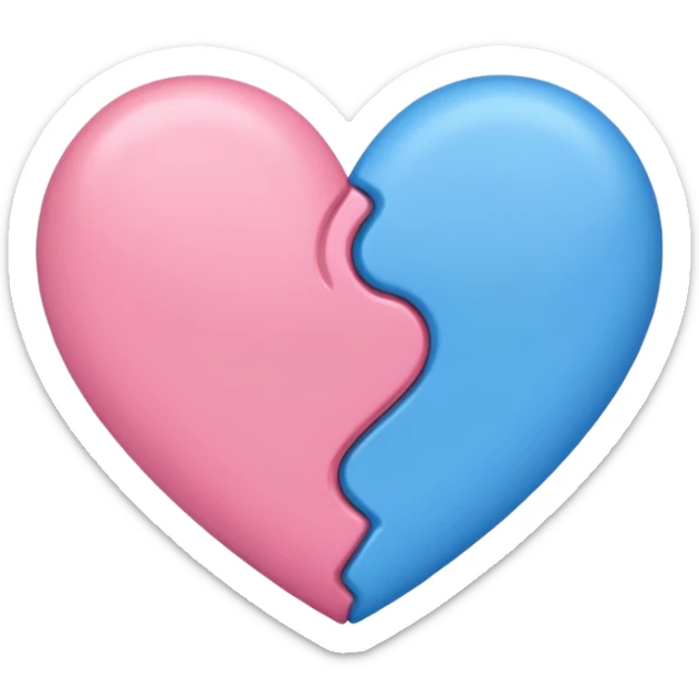 Pink or blue heart mixe one heart half pink half blue doi connect ho heart sticker