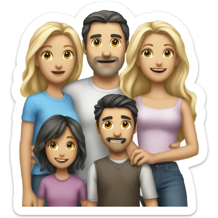 Father 40 beautiful wife white girl daughter blond 7 son blond 10 sticker