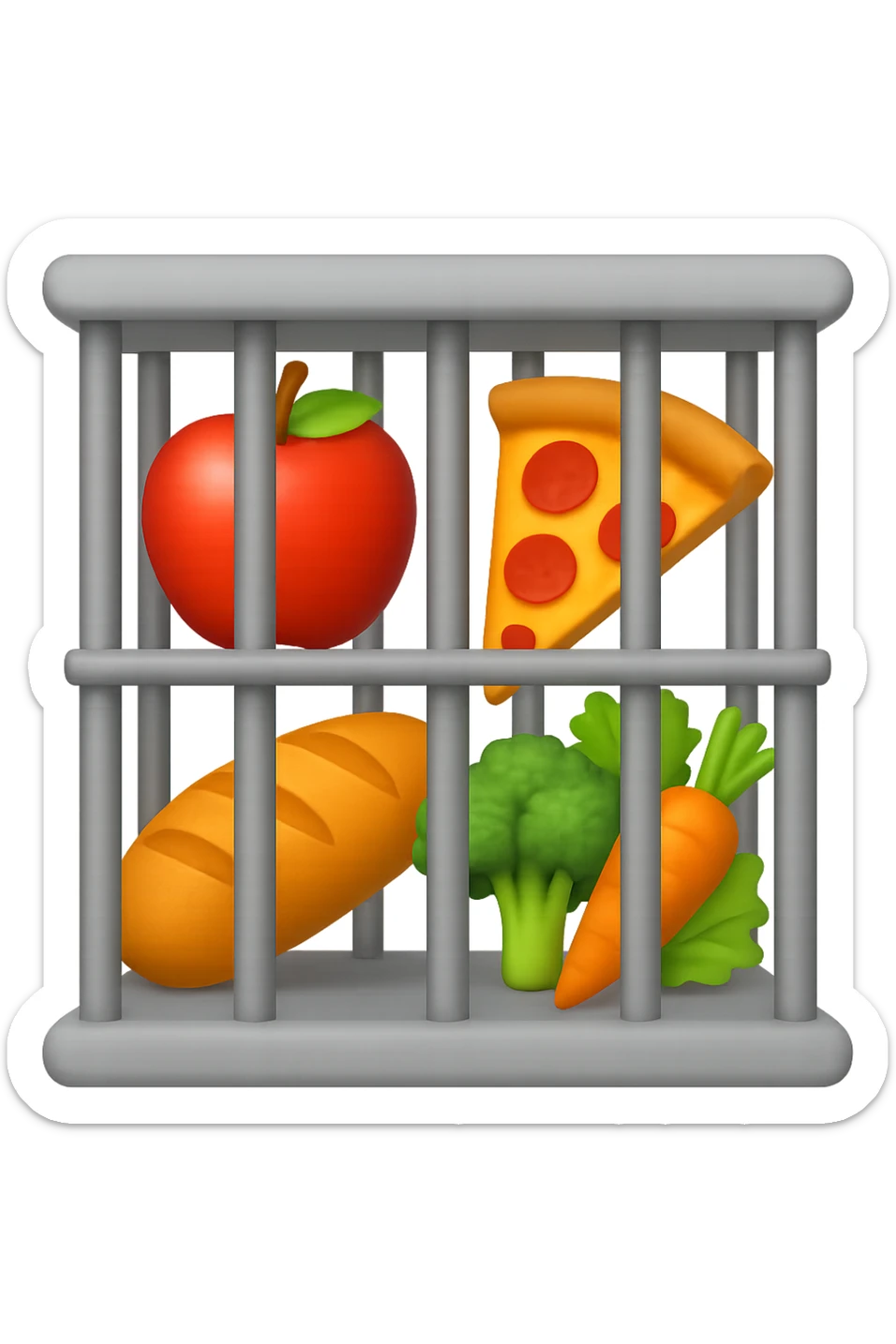 Disturbi alimentari quindi cibo visti come una gabbia stile emoji iphone. sticker